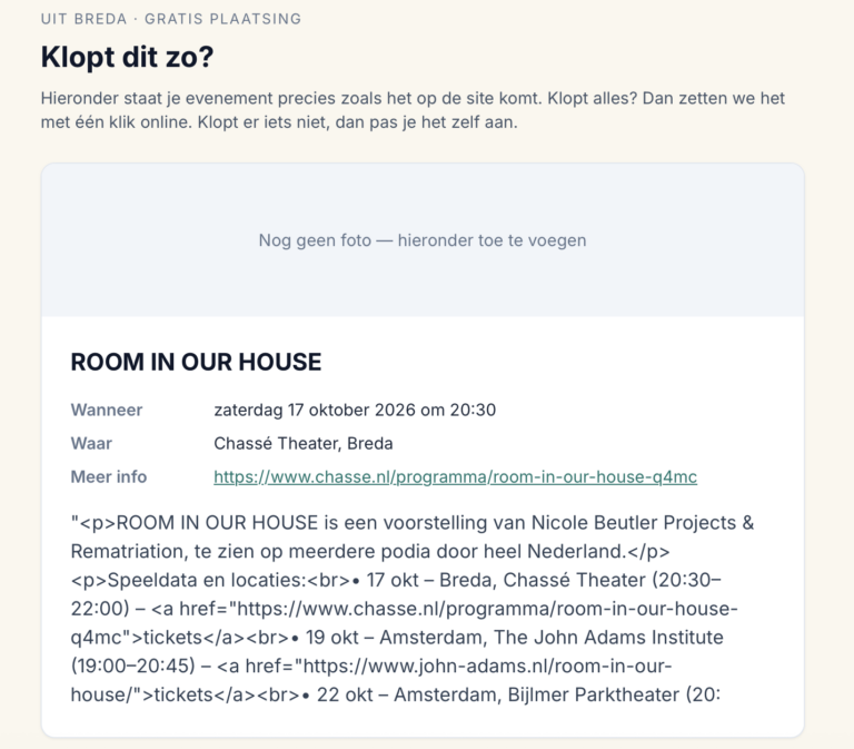ROOM IN OUR HOUSE — theater in Oegstgeest